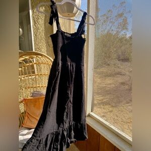 Black Tie-Shoulder Sundress
